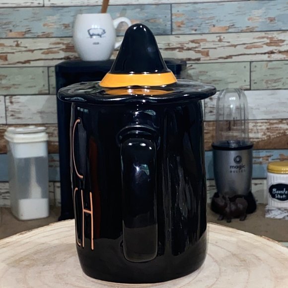 Rae Dunn "Basic Witch" Black mug w/ Topper (Orange Letters) Halloween - Picture 3 of 6